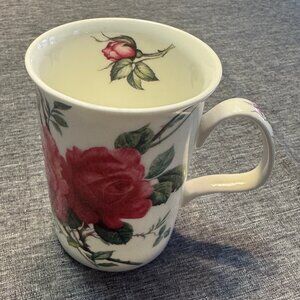 ROY KIRKMAN Tea cup/coffee mug, English Rose, Pink and green on white